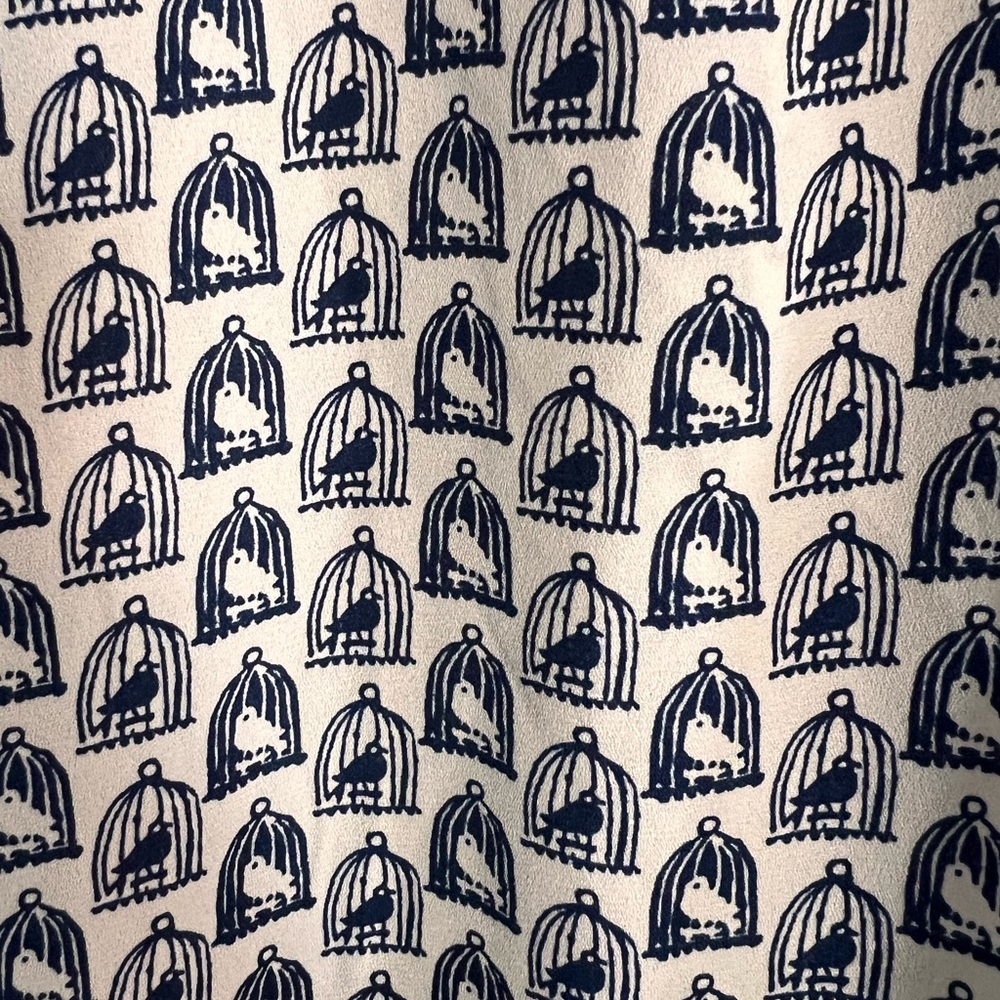 Talbots Women’s Blouse Birdcage Print Blue White size Large Petite - Picture 6 of 10